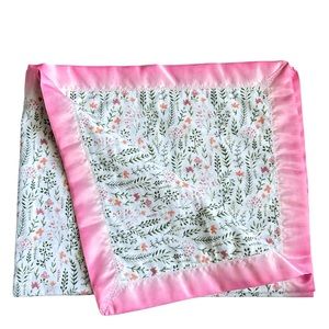 Hand Crafted Baby Blanket Colorful Floral Soft Flannel Blanket Satin Binding